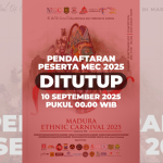 Foto: Flyer penutupan pendaftaran Madura Ethnic Carnival (MEC) 2025 yang diselenggarakan oleh Komunitas Jurnalis Sumenep (KJS), 10 September 2025 pukul 00.00 WIB.