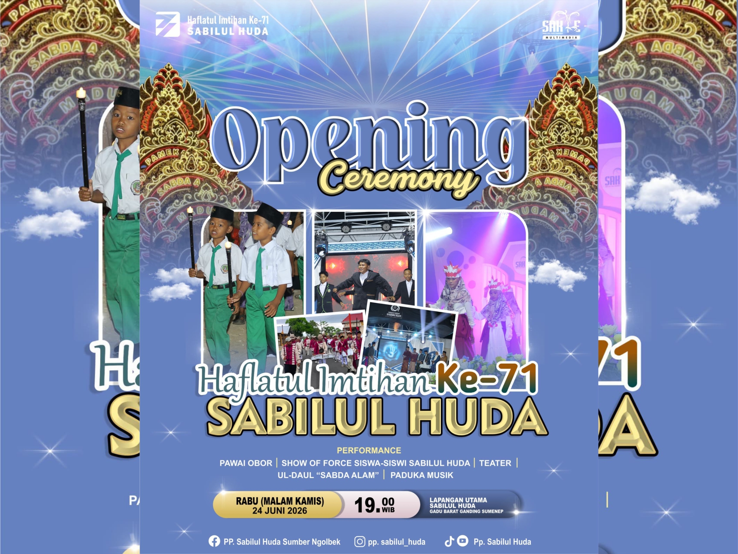 Flayer Opening Ceremony Haflatul Imtihan ke-71 Sabilul Huda. (Dok istimewa/jarak.co)