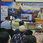 Ketua Jaringan Media Siber Indonesia (JMSI) Provinsi Jatim, Syaiful Anam, memberikan sambutan pada HUT ke-10 kilasjatim.com di Gedung PWI Jatim. (Istimewa)